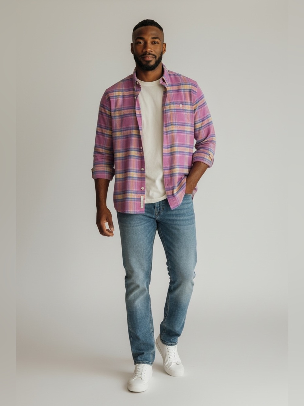 GAP Pink Plaid Men’s Button-Down Shirt